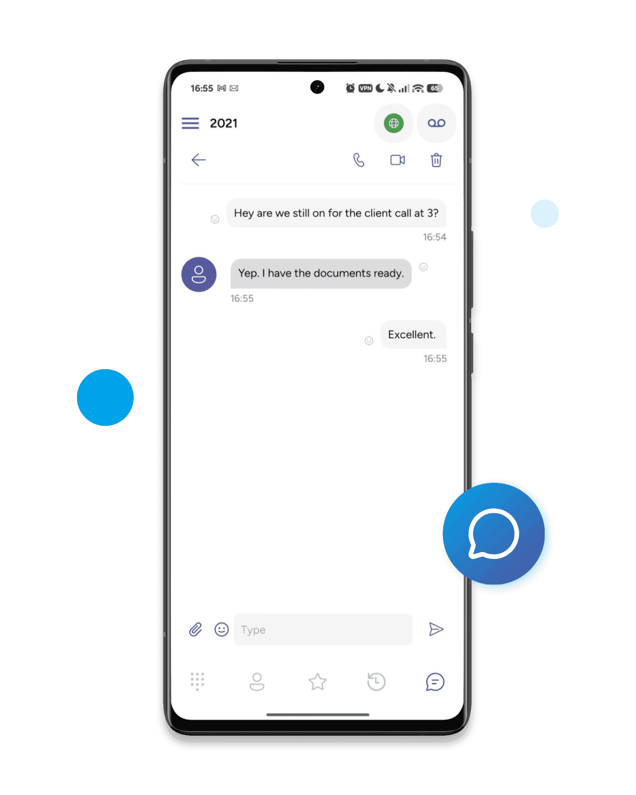 SessionCloud mobile softphone messaging interface