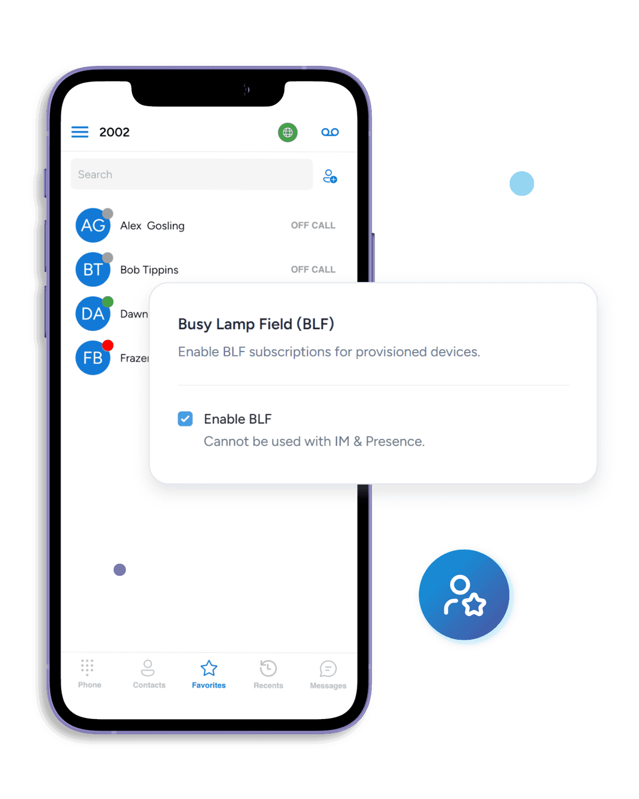 Real-time presence and BLF monitoring