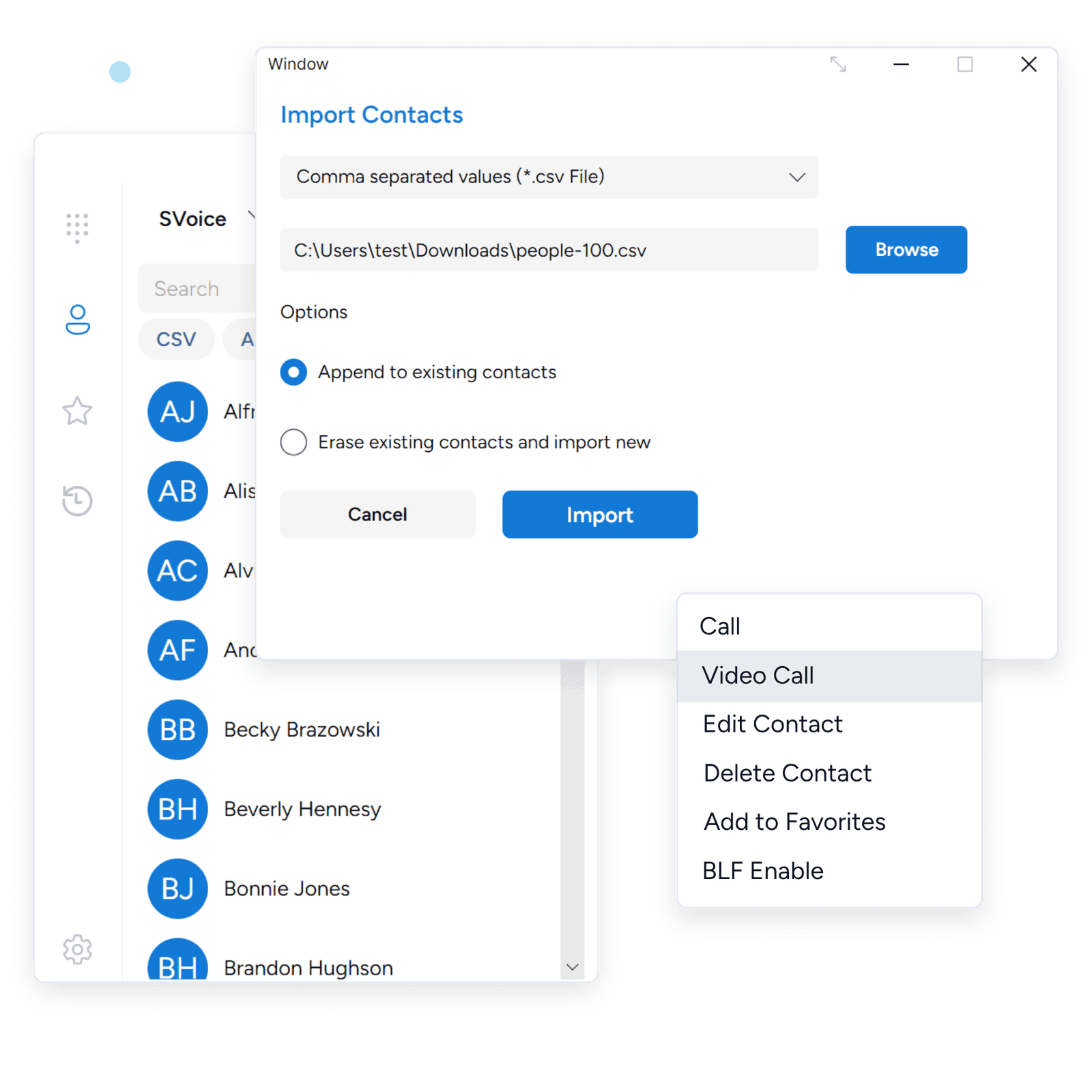 Contact management and address book interface