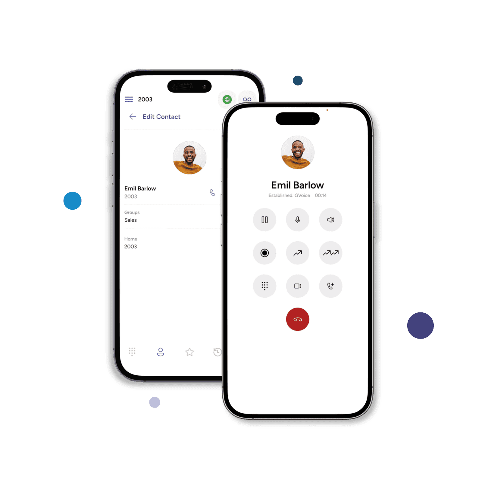 Mobile Softphone contacts and calling interface