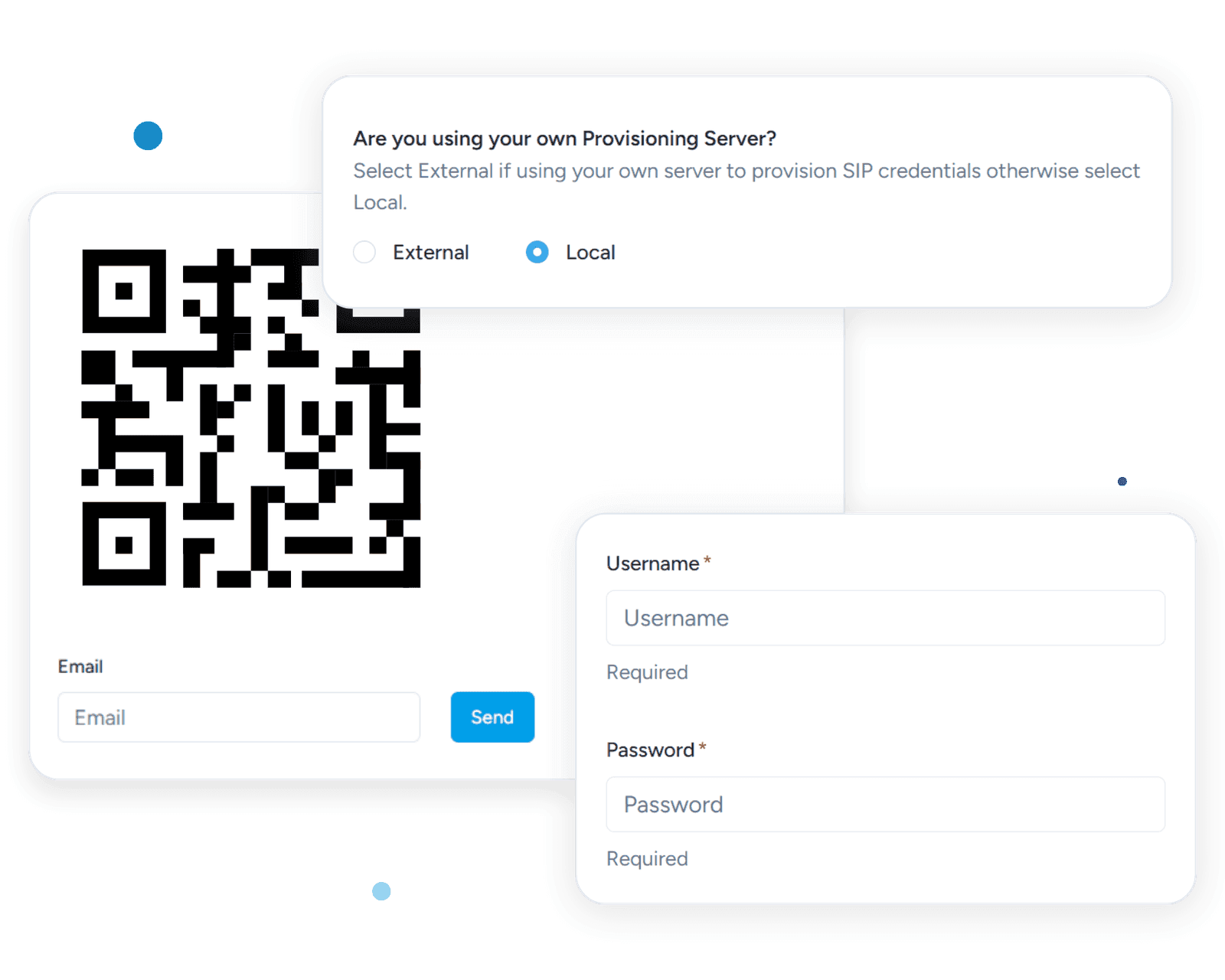 QR code provisioning interface for softphone setup